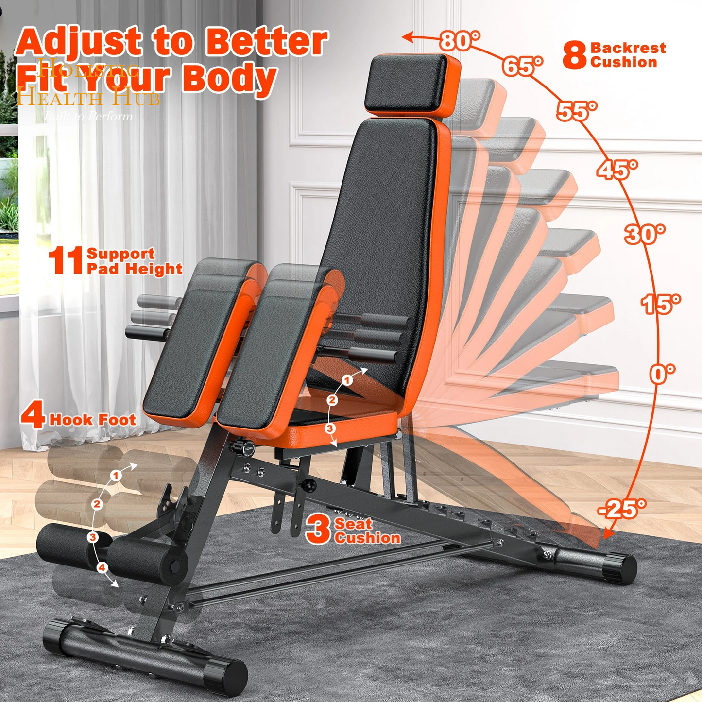 Transform Your Home Gym with the GIKPAL 8-Position Multi-Functional Weight Bench - Supports Up to 1000lbs for Ultimate Full Body Workouts!