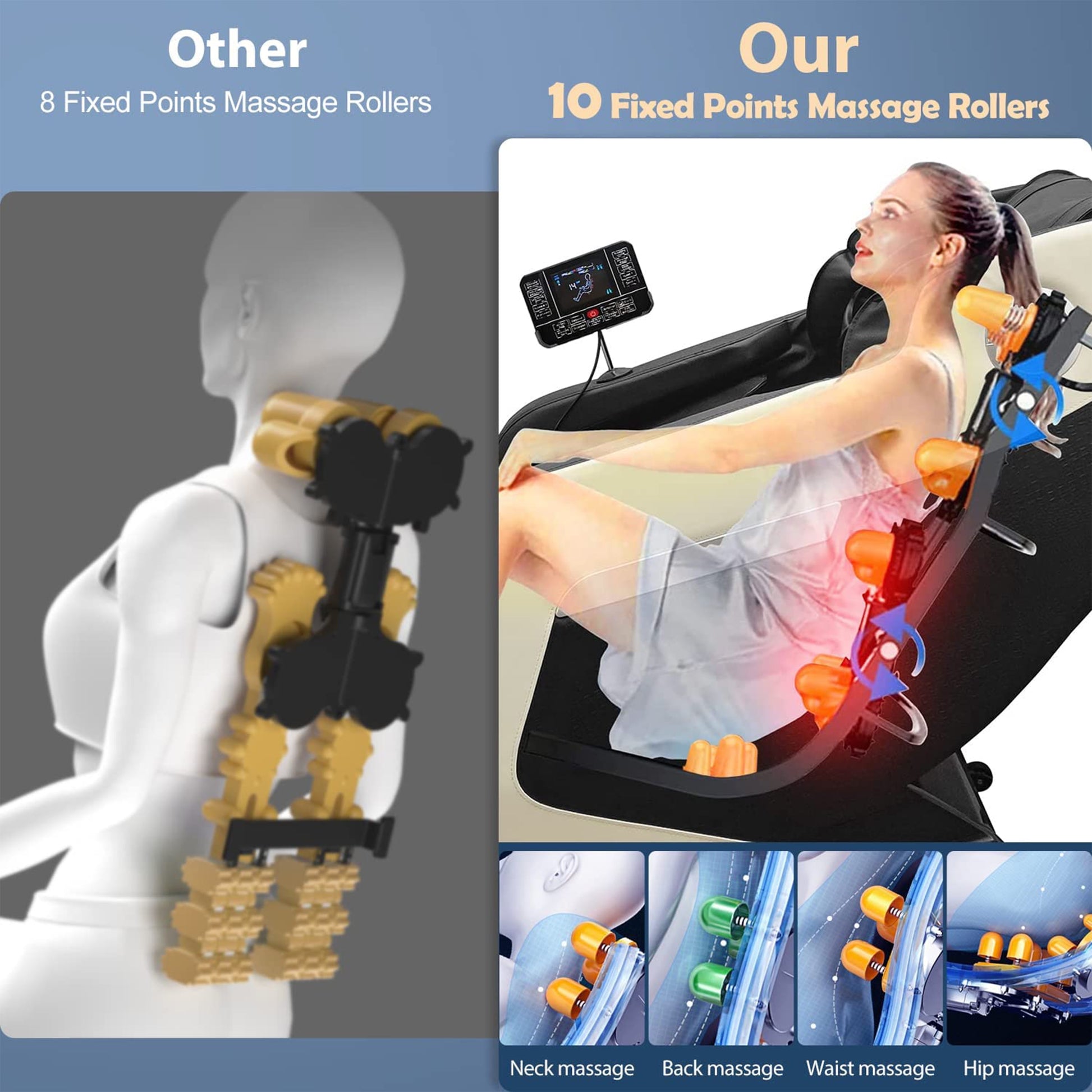 Zero Gravity Shiatsu Massage Chair with Heat & Foot Rollers