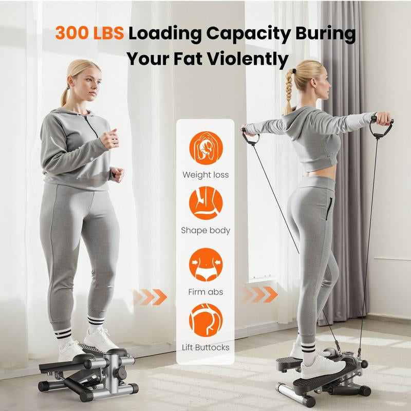 Compact Home Stepper with Resistance Bands - Perfect for Seniors & Cardio Workouts!