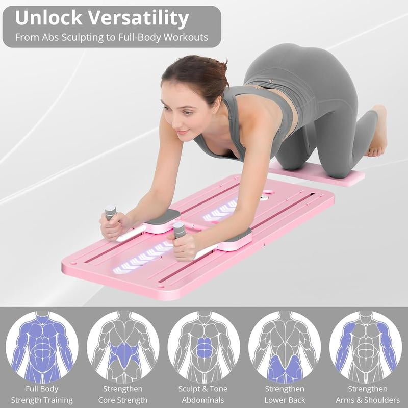 Foldable Ab Exercise Board for Home Pilates, Core & Waist Training (Pink)