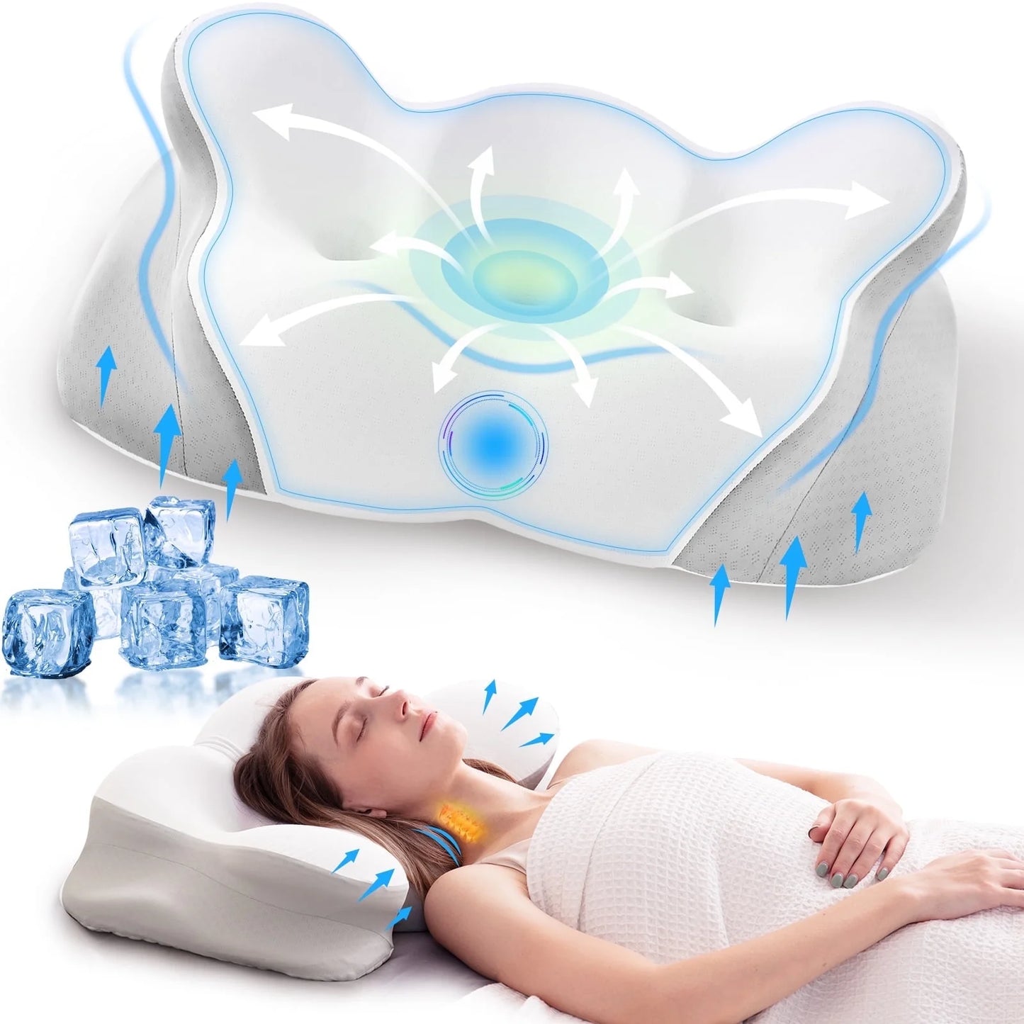 Cervical Neck Pillow for Ultimate Neck Pain Relief - Adjustable Memory Foam Pillow for Cozy Sleep and Shoulder Support - Perfect for All Sleep Positions - White - Adult Size