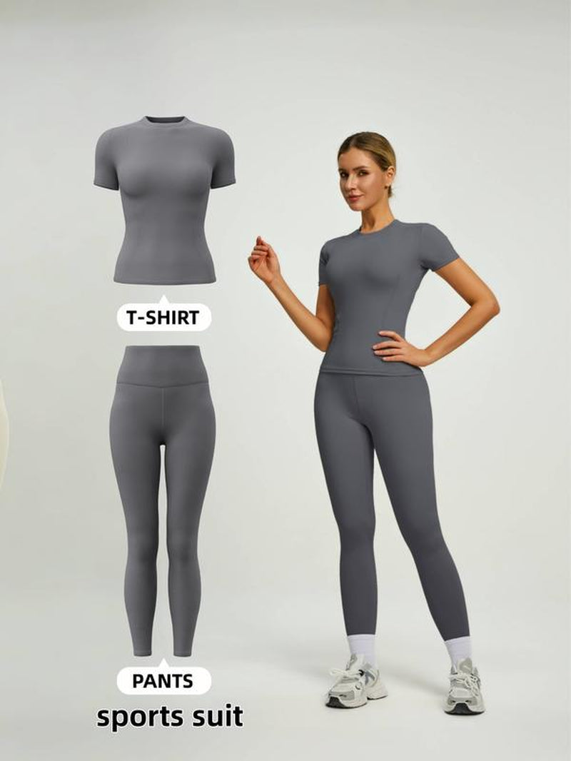Women’s High-Waist Yoga Set | Stylish Fitness Top & Leggings