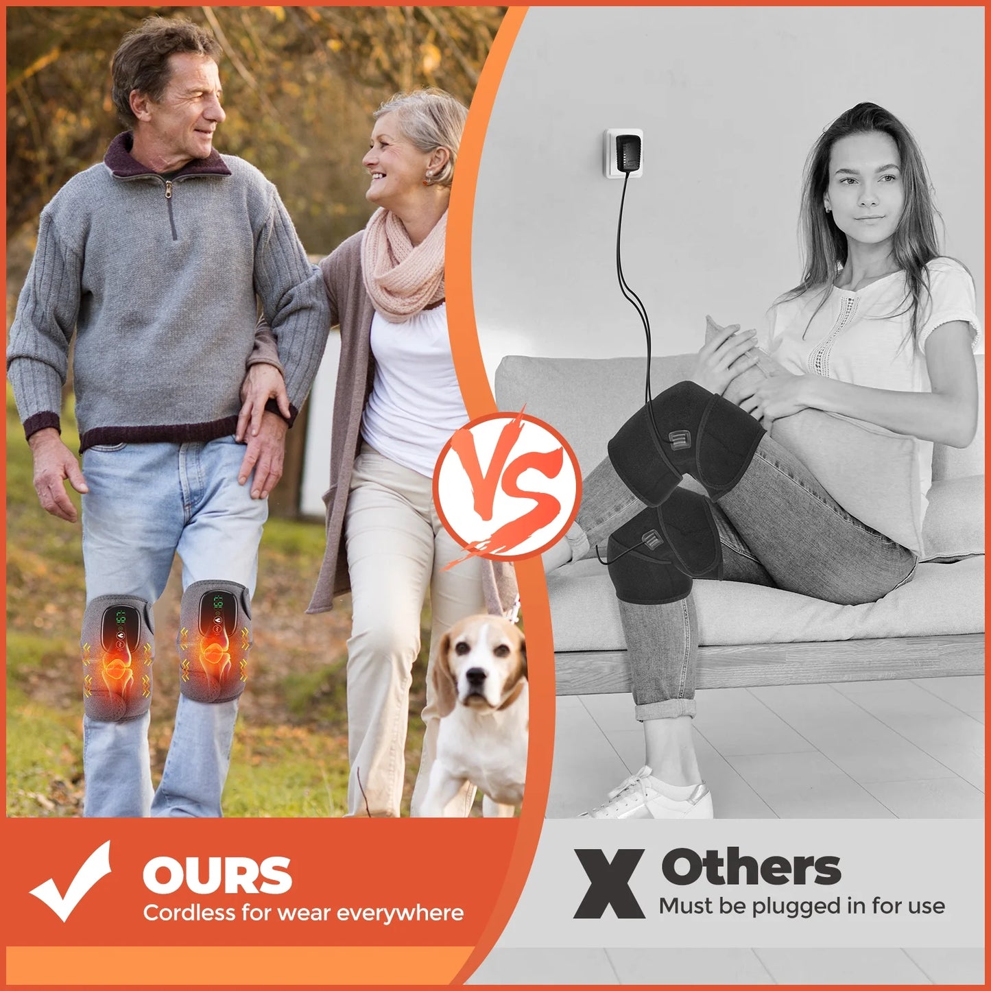 Ultimate Cordless Knee and Shoulder Massager with Heat & Vibration - 3 Adjustable Modes for Ultimate Relaxation