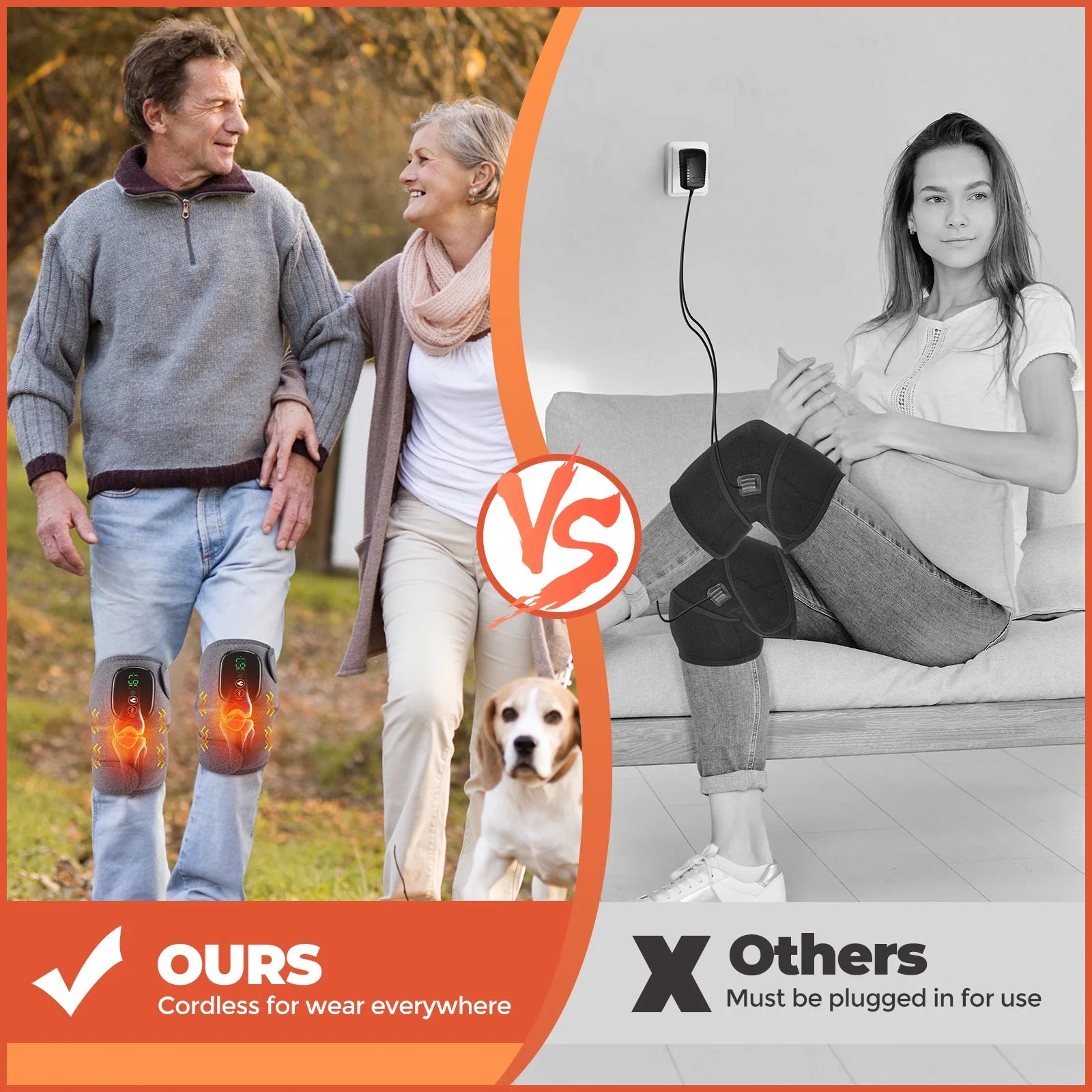 Ultimate Cordless Knee and Shoulder Massager with Heat & Vibration - 3 Adjustable Modes for Ultimate Relaxation