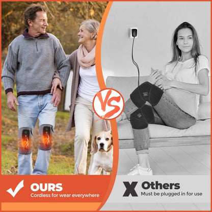 Ultimate Cordless Knee and Shoulder Massager with Heat & Vibration - 3 Adjustable Modes for Ultimate Relaxation