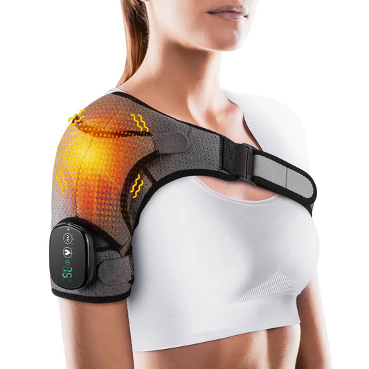 Experience Ultimate Comfort with the Cordless Heated Shoulder Brace - Vibration Massage for Effective Pain Relief