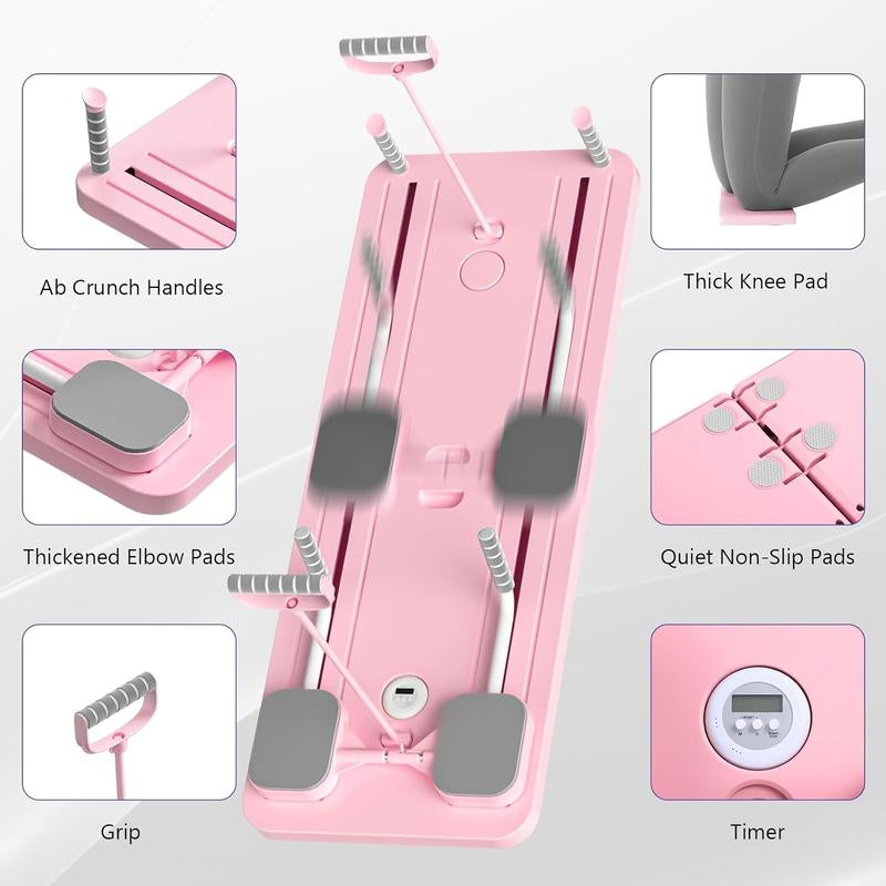 Foldable Ab Exercise Board for Home Pilates, Core & Waist Training (Pink)