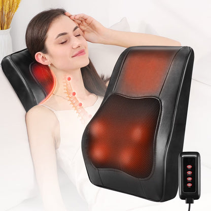 Heated Back & Neck Massager | 3D Kneading Pillow for Muscle Pain Relief