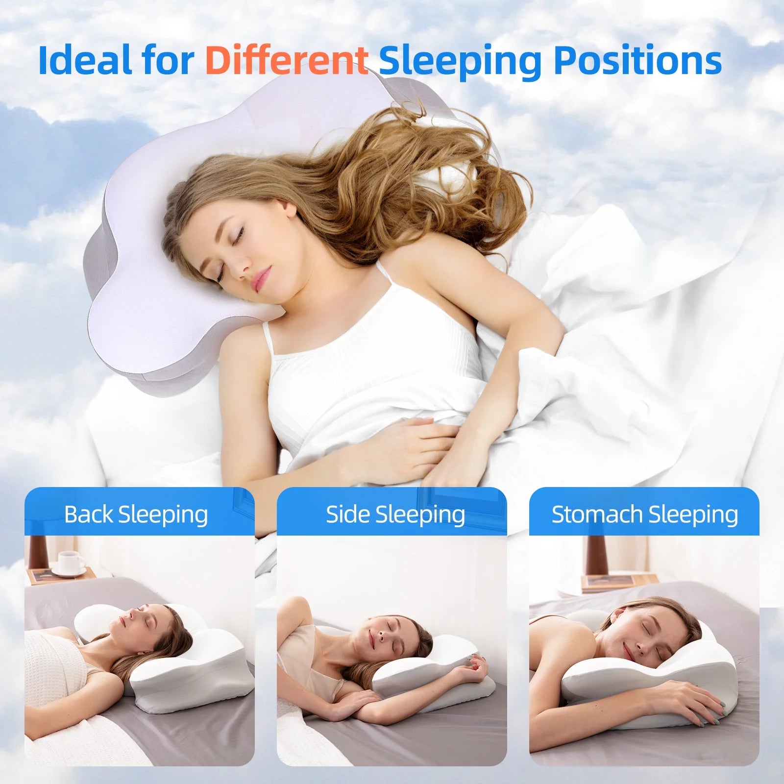 Cervical Neck Pillow for Ultimate Neck Pain Relief - Adjustable Memory Foam Pillow for Cozy Sleep and Shoulder Support - Perfect for All Sleep Positions - White - Adult Size