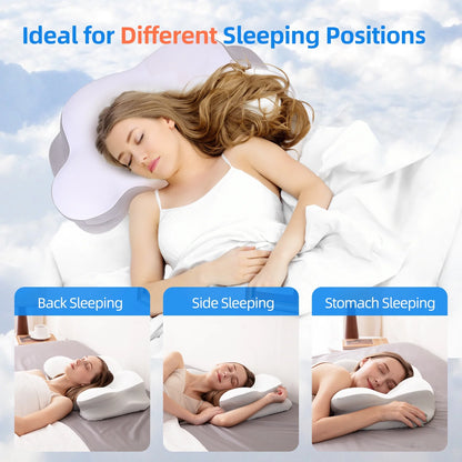 Cervical Neck Pillow for Ultimate Neck Pain Relief - Adjustable Memory Foam Pillow for Cozy Sleep and Shoulder Support - Perfect for All Sleep Positions - White - Adult Size