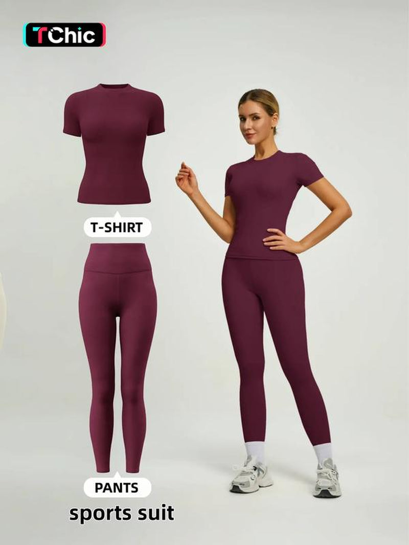 Women’s High-Waist Yoga Set | Stylish Fitness Top & Leggings