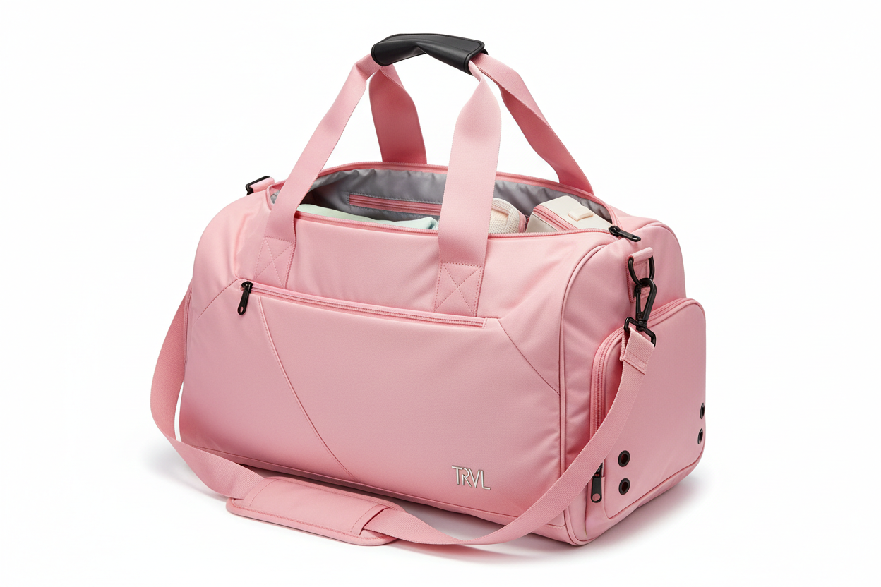 "'A 'pink" Stylish Travel Duffel Bag for Gym, Weekend Trips & Carry-On