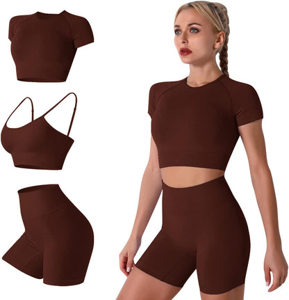 Elevate Your Workout with the Women’s Seamless Yoga Set - Stylish 2-Piece High-Waist Outfit in Light Blue