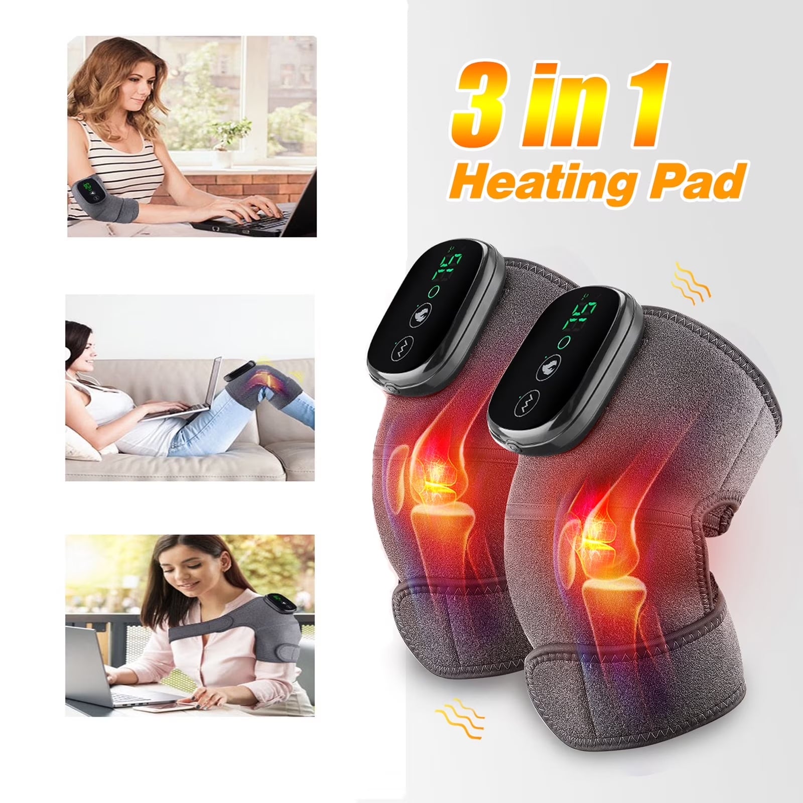 Ultimate Cordless Knee and Shoulder Massager with Heat & Vibration - 3 Adjustable Modes for Ultimate Relaxation