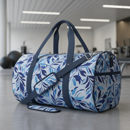 'D leaves Blue' Stylish Travel Duffel Bag for Gym, Weekend Trips & Carry-On