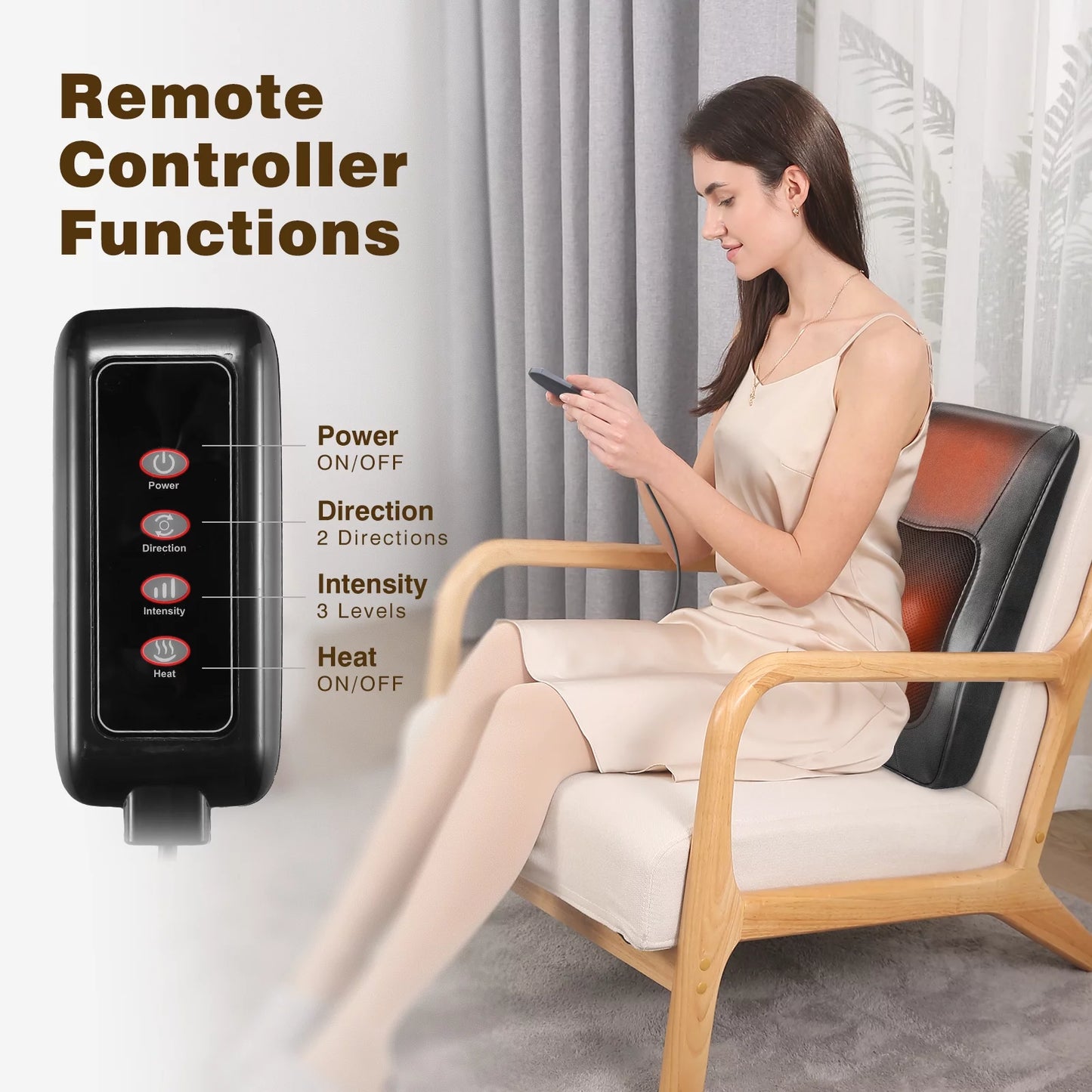 Heated Back & Neck Massager | 3D Kneading Pillow for Muscle Pain Relief