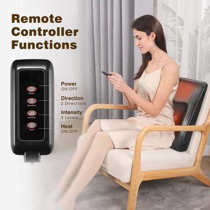 Heated Back & Neck Massager | 3D Kneading Pillow for Muscle Pain Relief