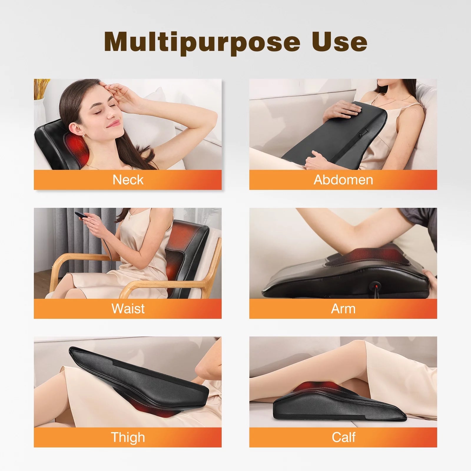 Heated Back & Neck Massager | 3D Kneading Pillow for Muscle Pain Relief