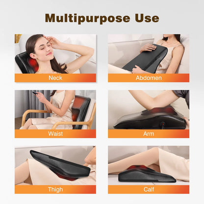 Heated Back & Neck Massager | 3D Kneading Pillow for Muscle Pain Relief