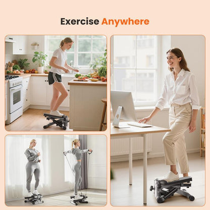 Compact Home Stepper with Resistance Bands - Perfect for Seniors & Cardio Workouts!