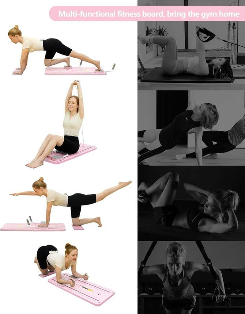 Foldable Ab Exercise Board for Home Pilates, Core & Waist Training (Pink)