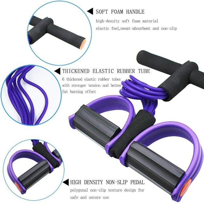 Multifunction Rope, 6-Tube Elastic Yoga Pedal Puller Resistance Band, Natural Latex Rope Fitness Equipment, for Abdomen/Waist/Arm/Leg Stretching Slimming Training
