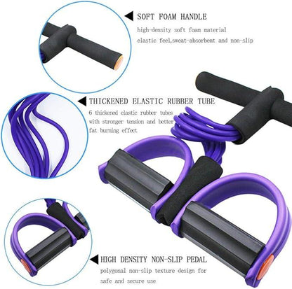 Multifunction Rope, 6-Tube Elastic Yoga Pedal Puller Resistance Band, Natural Latex Rope Fitness Equipment, for Abdomen/Waist/Arm/Leg Stretching Slimming Training