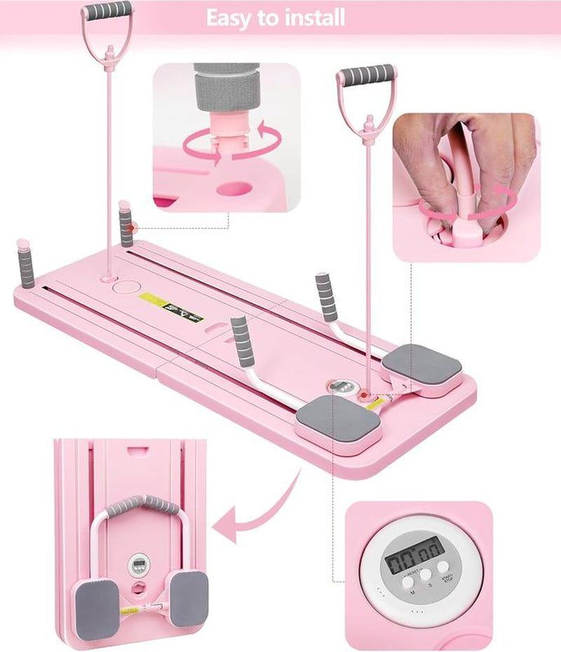 Foldable Ab Exercise Board for Home Pilates, Core & Waist Training (Pink)