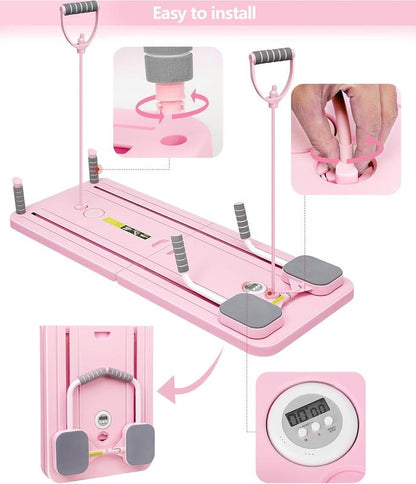 Foldable Ab Exercise Board for Home Pilates, Core & Waist Training (Pink)