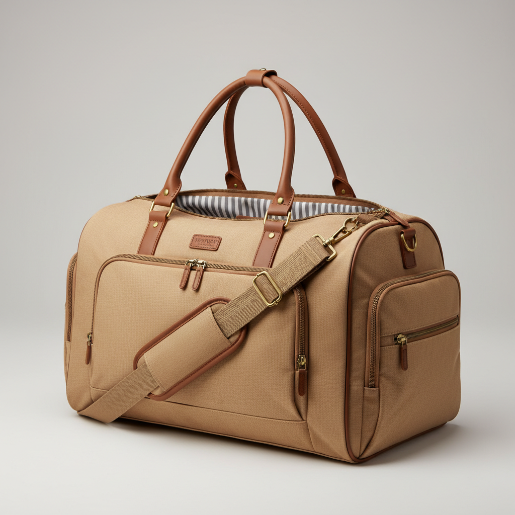 " I biege" Stylish Travel Duffel Bag for Gym, Weekend Trips & Carry-On