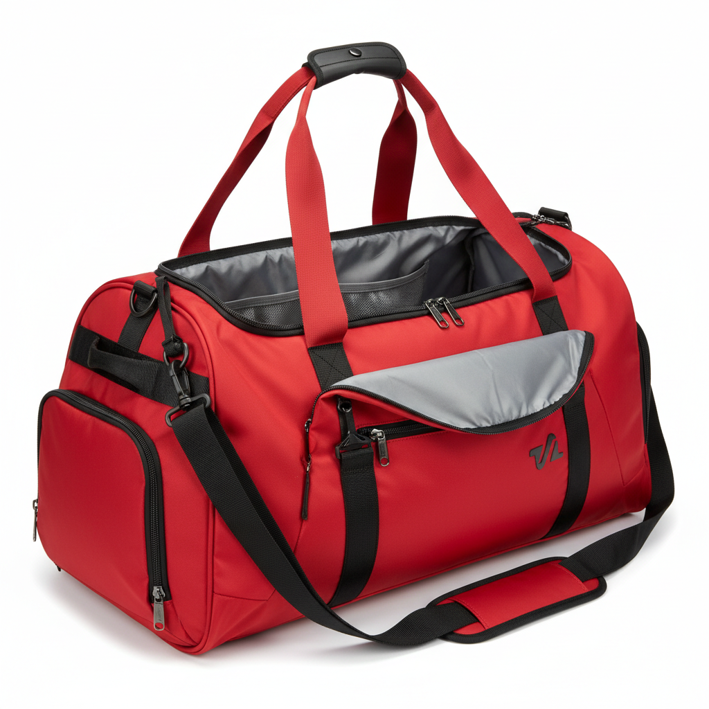 'L red' Stylish Travel Duffel Bag for Gym, Weekend Trips & Carry-On