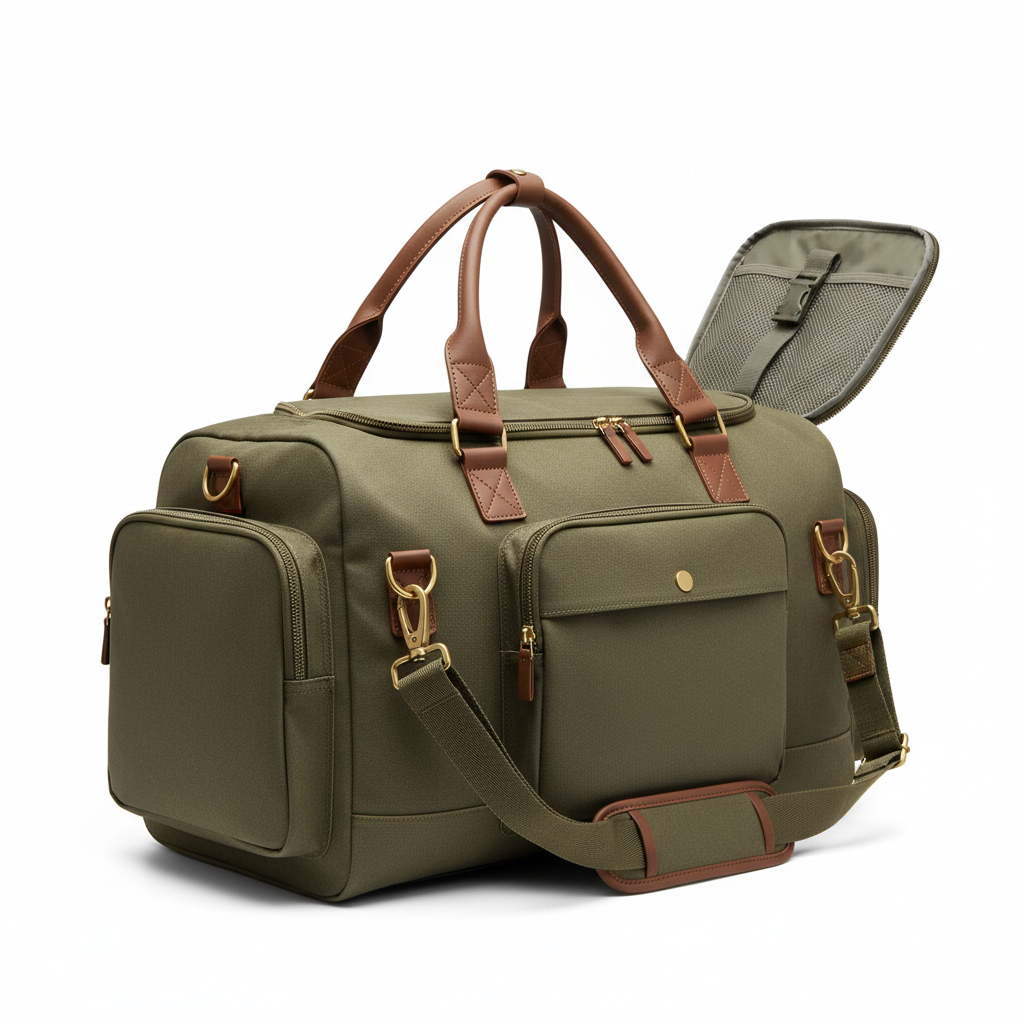 " N Oliver green" Stylish Travel Duffel Bag for Gym, Weekend Trips & Carry-On