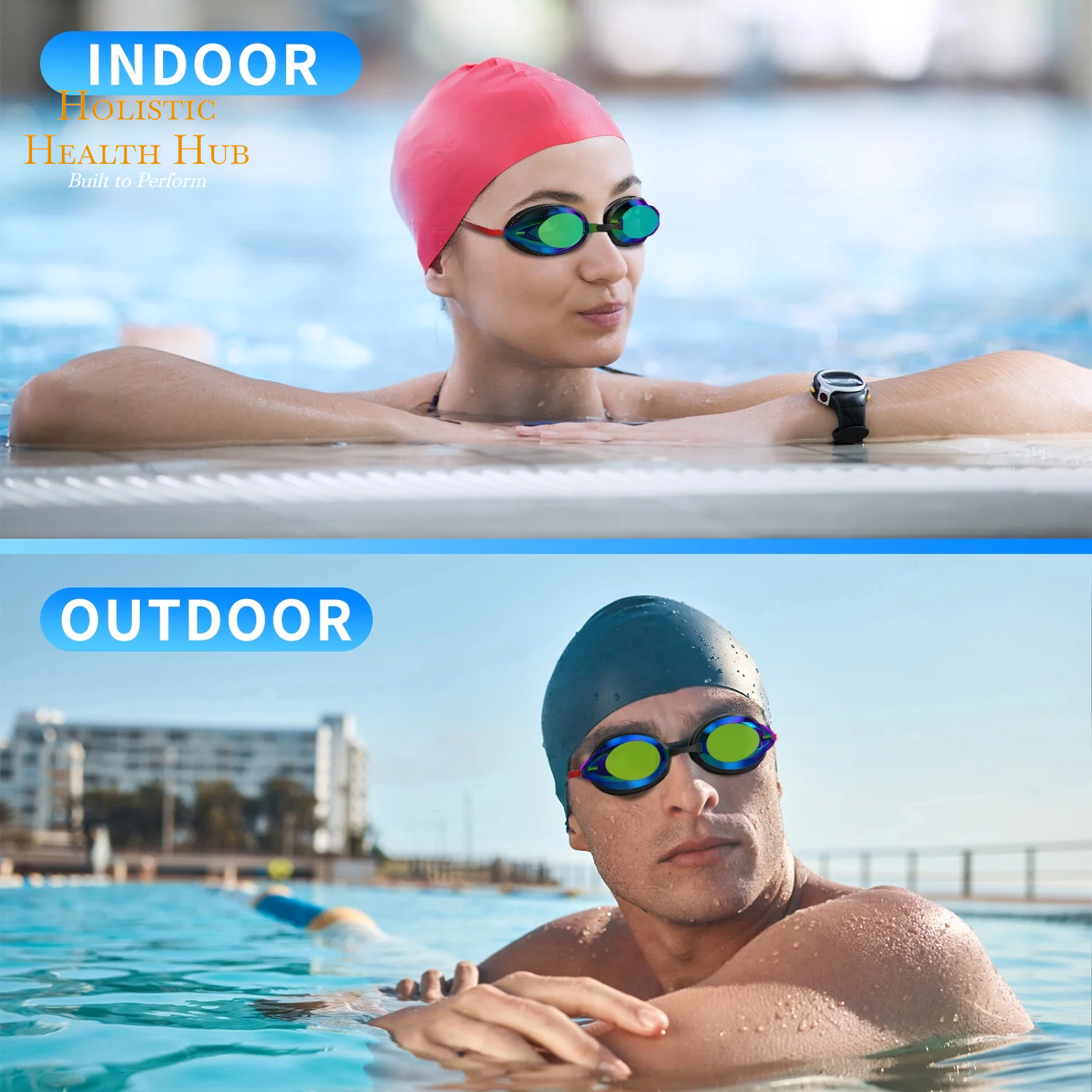 Swim Goggles - 2 Pack, Anti-Fog, Leak-Proof, UV Protection Silicone Goggles for Teens, Youth, Adults, Men & Women