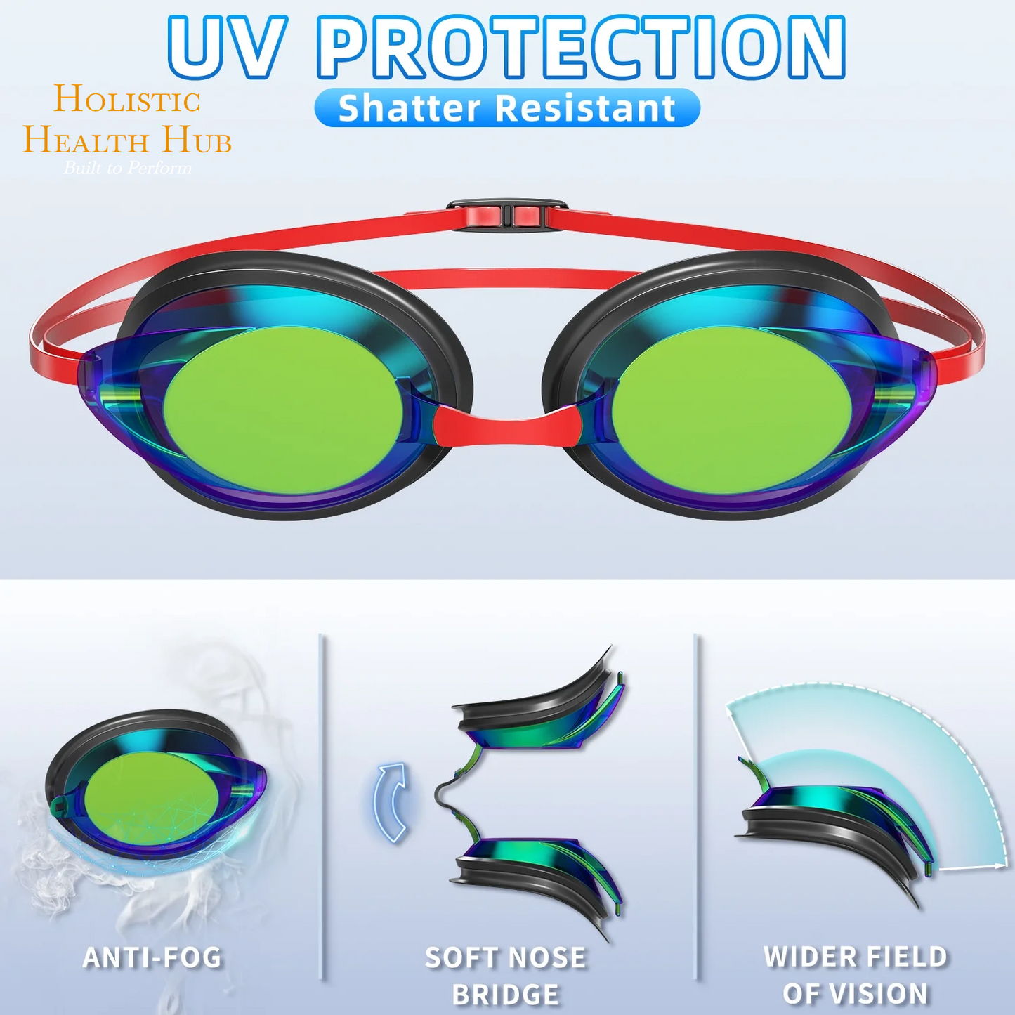 Swim Goggles - 2 Pack, Anti-Fog, Leak-Proof, UV Protection Silicone Goggles for Teens, Youth, Adults, Men & Women