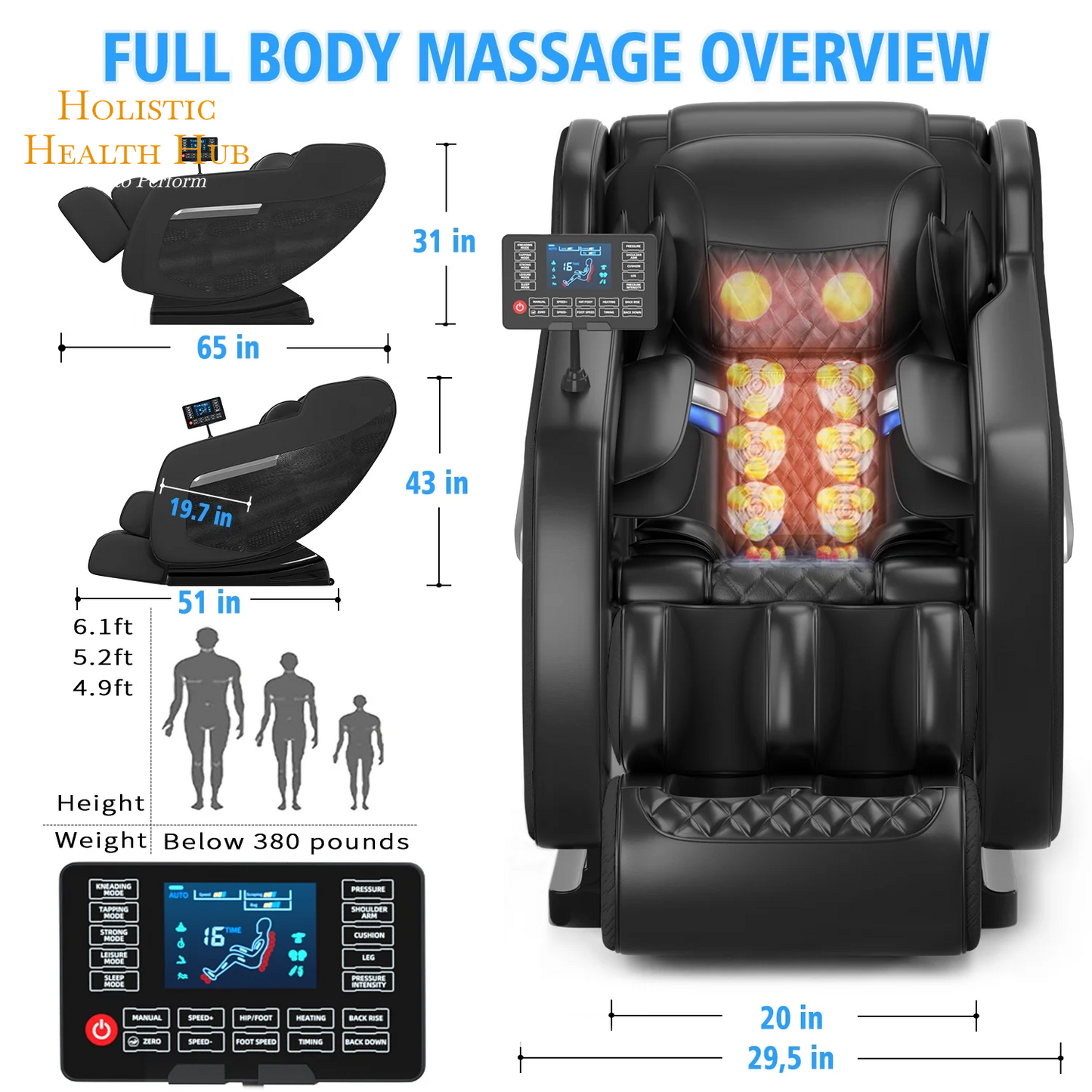 Zero Gravity Shiatsu Massage Chair with Heat & Foot Rollers