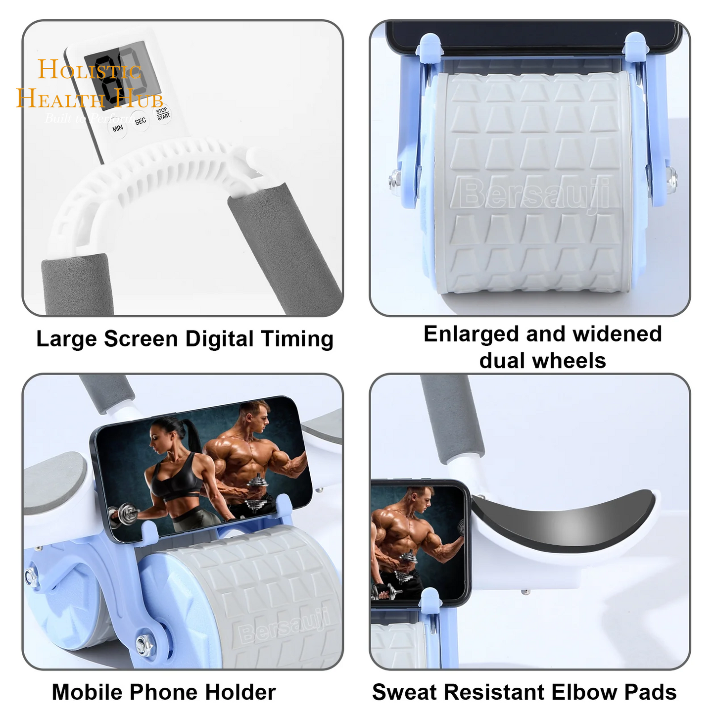 Automatic Rebound Ab Roller 2025 with Timer & Elbow Support