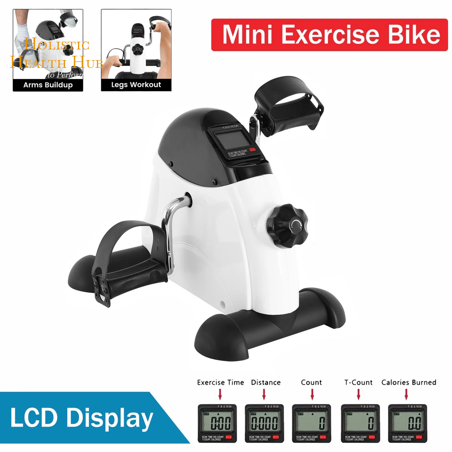 Transform Your Fitness Routine with the Baokaler Under Desk Exercise Bike - Portable Mini Leg and Arm Pedal Exerciser with Digital Display for Home and Office