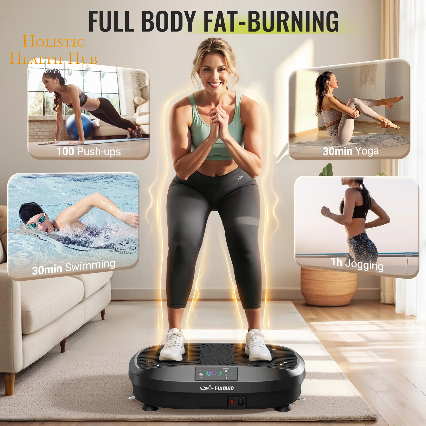 Transform Your Fitness Journey with the FLYBIRD Vibration Plate: The Ultimate Whole Body Workout Platform with Resistance Bands for Enhanced Health and Wellness