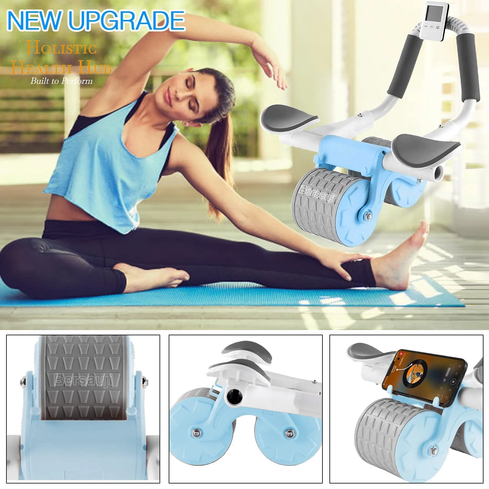 Automatic Rebound Ab Roller 2025 with Timer & Elbow Support