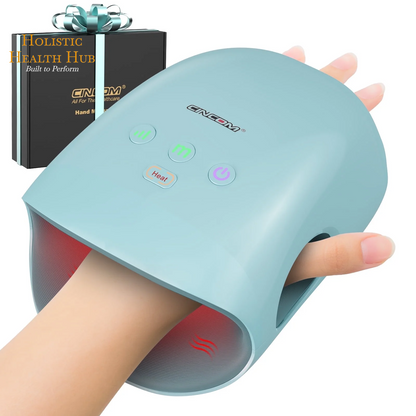 Pink Cordless Hand Massager with Soothing Heat & Compression for Arthritis Relief and Carpal Tunnel Support