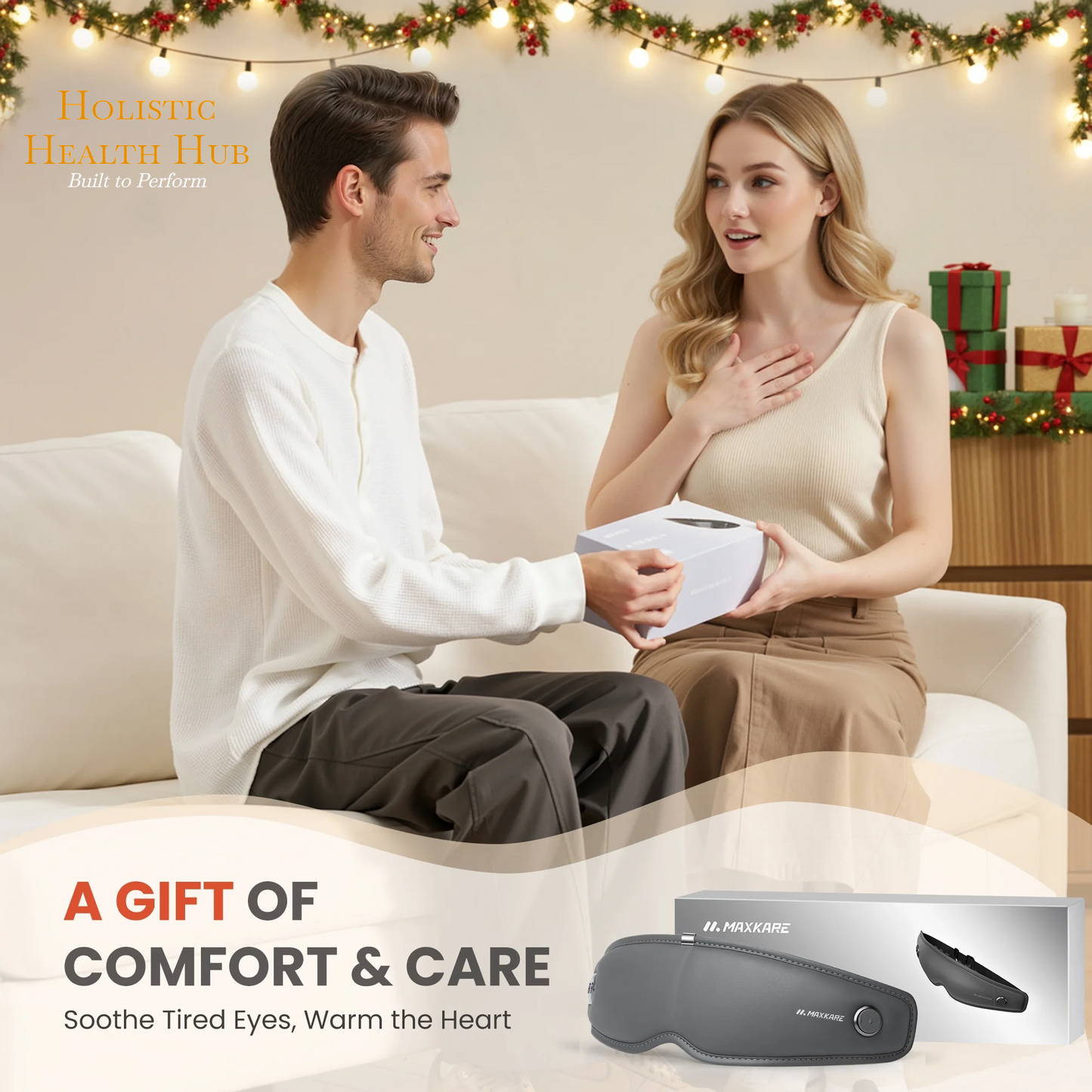 Revitalize Your Eyes with the Maxkare Rechargeable Eye Massager - Experience Heat, Vibration & Air Pressure Relief for Eye Strain, Dry Eyes & Headaches in a Portable Shiatsu Design