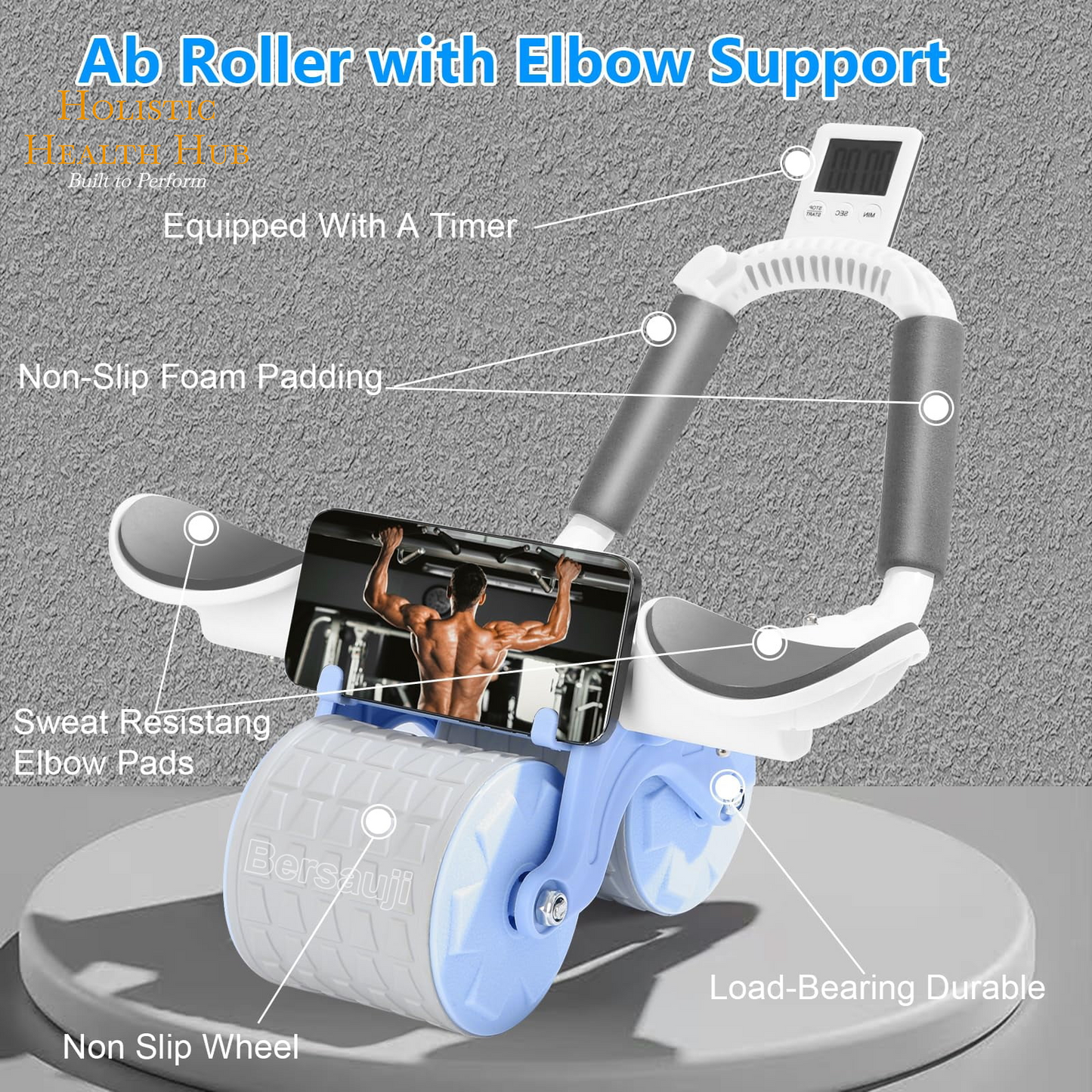Automatic Rebound Ab Roller 2025 with Timer & Elbow Support