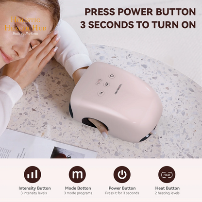 Pink Cordless Hand Massager with Soothing Heat & Compression for Arthritis Relief and Carpal Tunnel Support