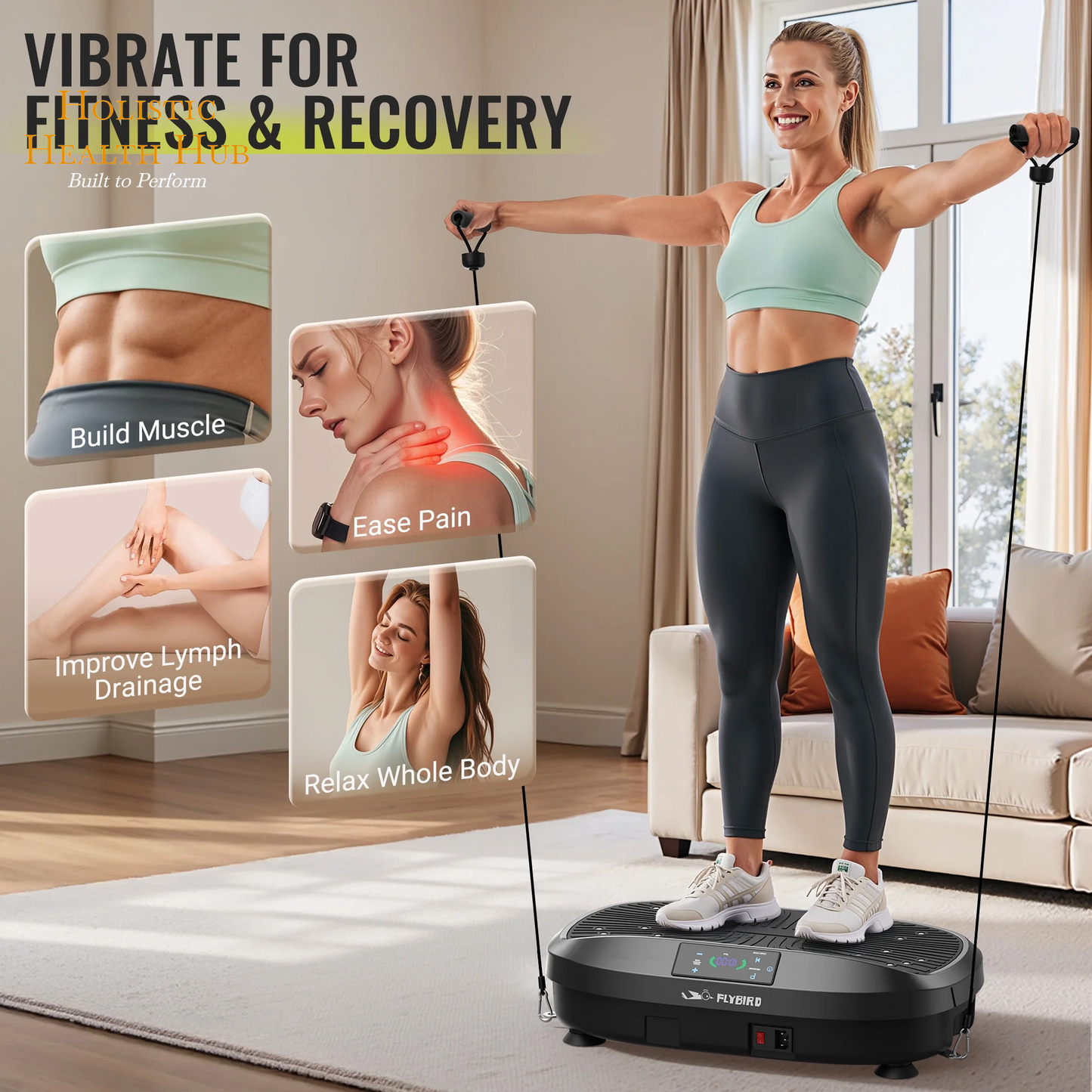 Transform Your Fitness Journey with the FLYBIRD Vibration Plate: The Ultimate Whole Body Workout Platform with Resistance Bands for Enhanced Health and Wellness